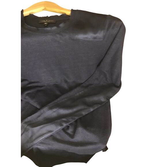 Rag and Bone navy linen silk combo long sleeve Crewneck tunic Top - Picture 9 of 10